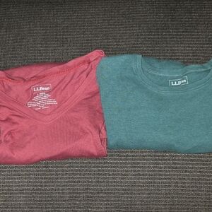 L.L. Bean Women's Long Sleeve Tees - Rose Pink and Teal